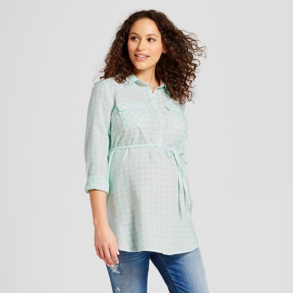 ✂️ SPRING SWEEP SALE NWOT Isabel Maternity by Ingrid & Isabel Plaid Tunic Size M - Picture 2 of 8